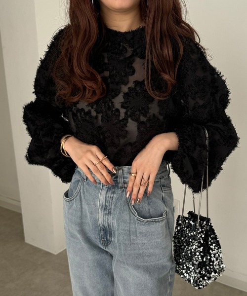 「JUNOAH」 長袖ブラウス X-LARGE アイボリー レディース_画像3