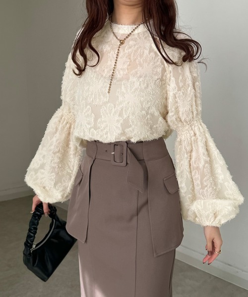 「JUNOAH」 長袖ブラウス X-LARGE アイボリー レディース_画像6