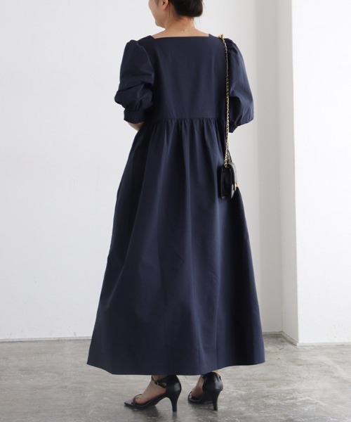 「Pierrot」 7分袖ワンピース - ネイビー レディース_画像7