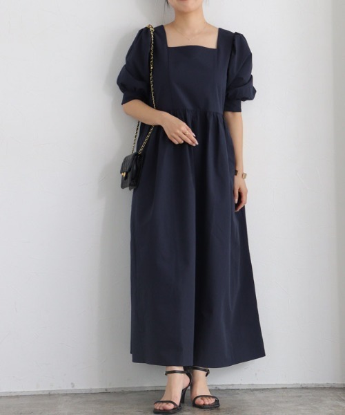 「Pierrot」 7分袖ワンピース - ネイビー レディース_画像8
