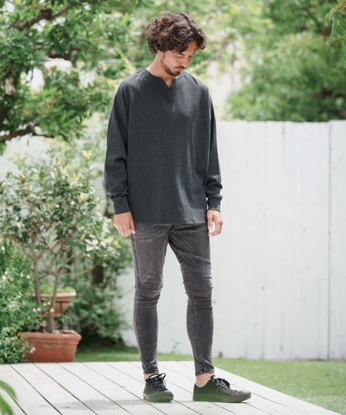 「CAMBIO」 長袖Tシャツ L ブラック メンズ_画像5