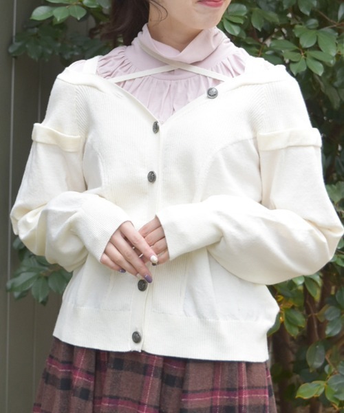 ☆ifsixwasnine☆カーディガン☆オフショル☆レディース1☆ベルスリーブ 透かし編みベルスリーブペプラムニットカーディガン[an1898