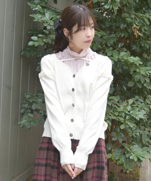 ☆ifsixwasnine☆カーディガン☆オフショル☆レディース1☆ベルスリーブ axes femme（アクシーズ ファム） カーディガン オフショル風ニット