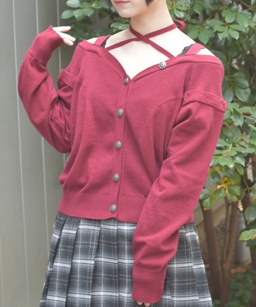 axes femme（アクシーズ ファム） カーディガン オフショル風ニット