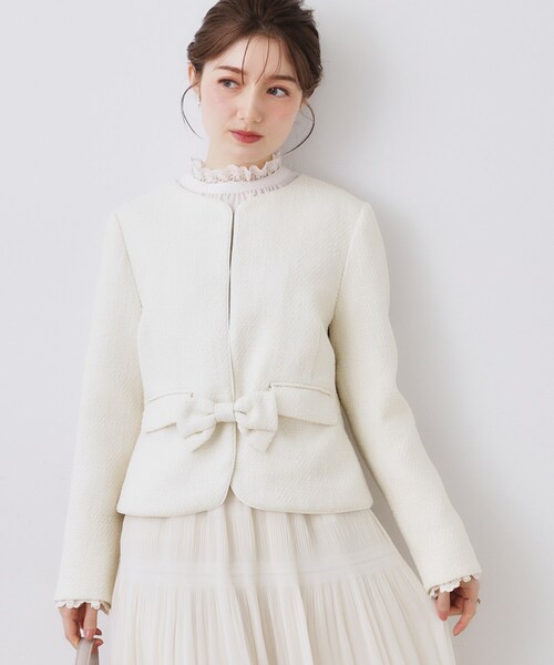 新品❤️ブローチ付き❣️異素材ジャケット Couture Brooch（クチュール ブローチ） ジャケット ノーカラー