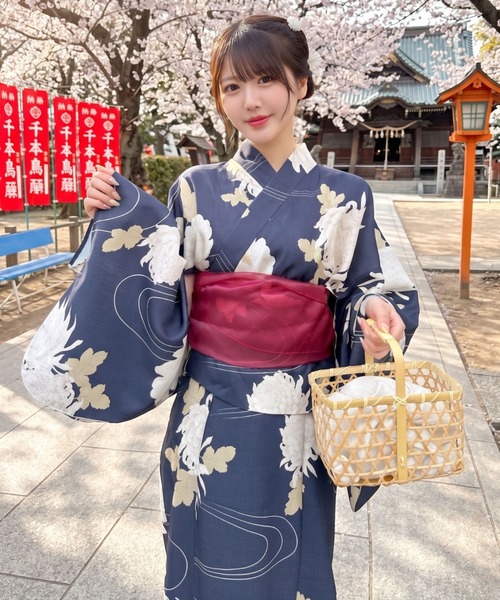 Cinematiq★今期新作　2Wayセパレート浴衣　ネイビー Ada. 浴衣 着付けのいらない 浴衣 4点セット 「2WAY キャミワンピ＋