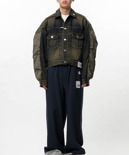 ブルゾン アウター Front Back Combined Denim Jacket メンズの画像