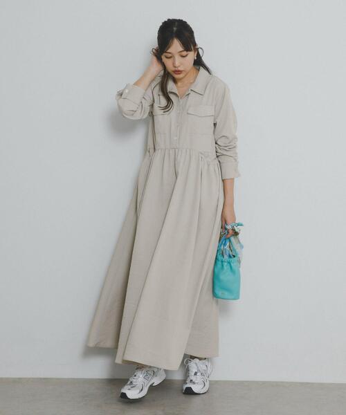 「F by ROSSO」 シャツワンピース 38 ライトベージュ レディース_画像3