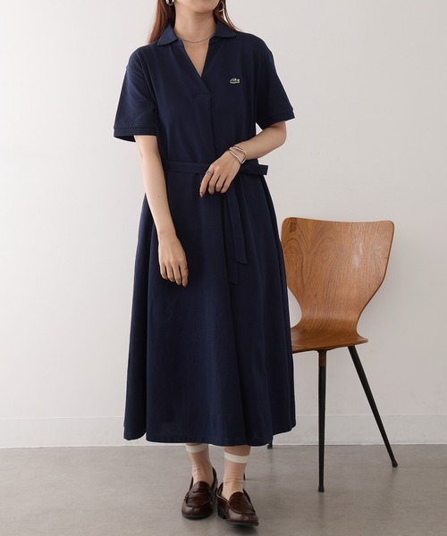 ワンピース 「LACOSTE」ワンポイントロゴ スキッパーワンピース EF038J-99の画像