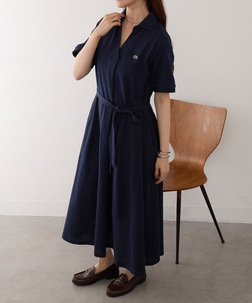 ワンピース 「LACOSTE」ワンポイントロゴ スキッパーワンピース EF038J-99の画像