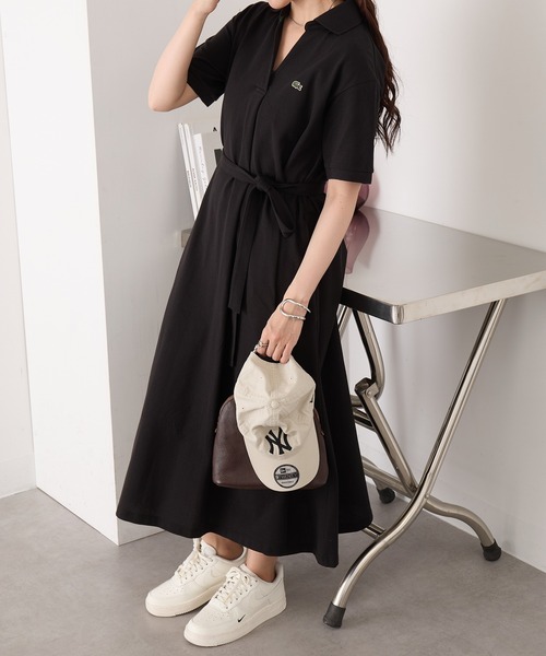 ワンピース 「LACOSTE」ワンポイントロゴ スキッパーワンピース EF038J-99の画像