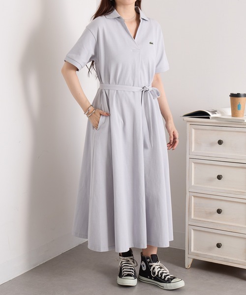 ワンピース 「LACOSTE」ワンポイントロゴ スキッパーワンピース EF038J-99の画像