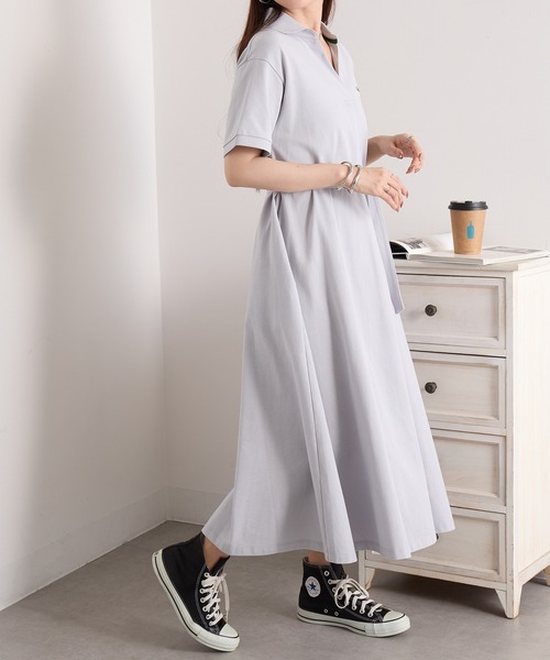 ワンピース 「LACOSTE」ワンポイントロゴ スキッパーワンピース EF038J-99の画像