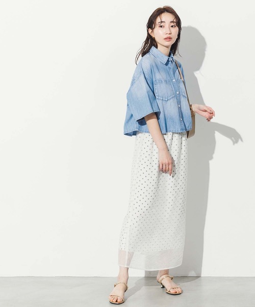 「Healthy denim」 半袖シャツ FREE インディゴブルー レディース_画像3