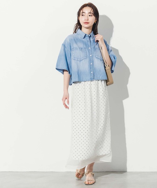 「Healthy denim」 半袖シャツ FREE インディゴブルー レディース_画像6