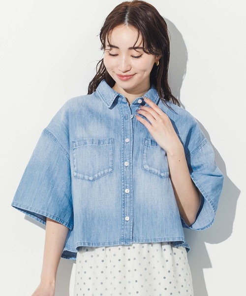 「Healthy denim」 半袖シャツ FREE インディゴブルー レディース_画像7