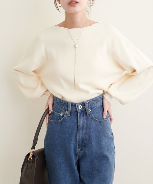 「natural couture」 長袖ニット FREE オフホワイト レディース_画像3