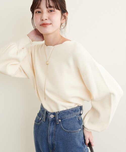 「natural couture」 長袖ニット FREE オフホワイト レディース_画像4