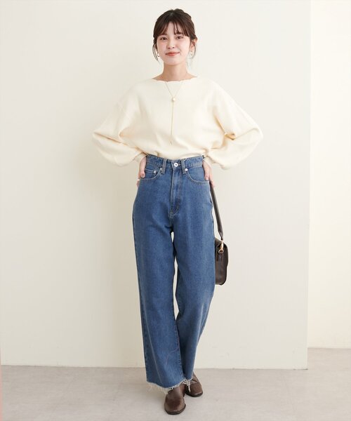 「natural couture」 長袖ニット FREE オフホワイト レディース_画像5