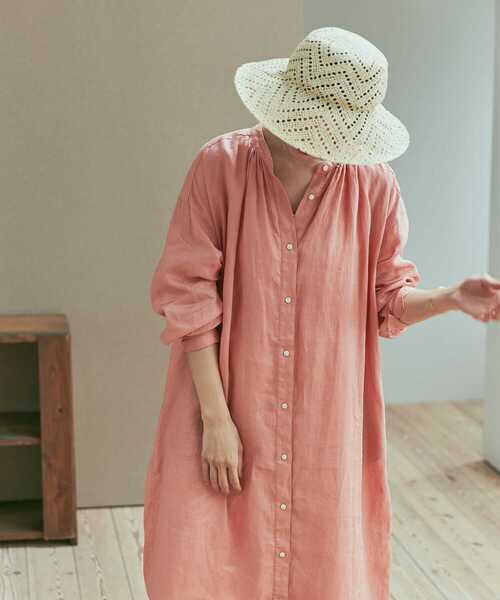 「URBAN RESEARCH DOORS」 長袖ワンピース MEDIUM ネイビー レディース_画像4