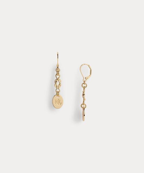 ピアス ゴールドプレーテッド ロゴ リニア ドロップ ピアス レディースの画像