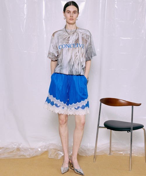 パンツ Shadow Stripe Lace Shorts/シャドーストライプレースショートパンツ レディースの画像