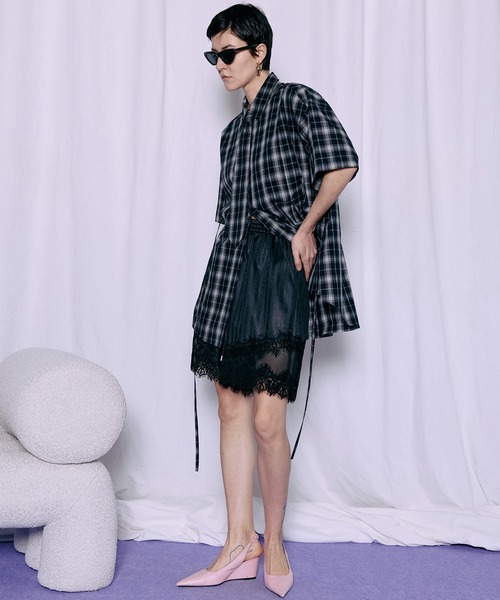 パンツ Shadow Stripe Lace Shorts/シャドーストライプレースショートパンツ レディースの画像