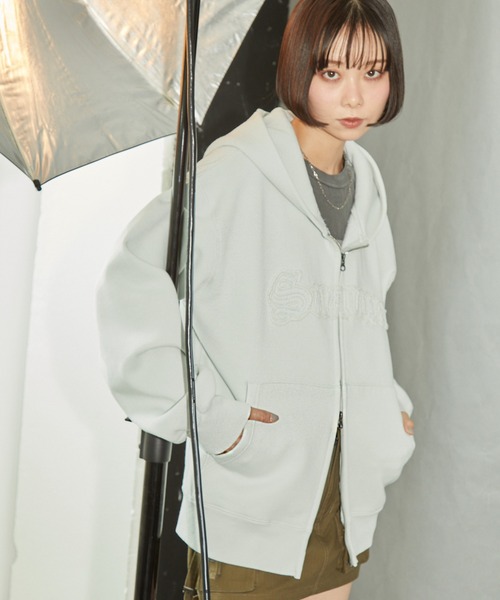 「Snap club」 ジップアップパーカー L ブラウン レディース_画像2