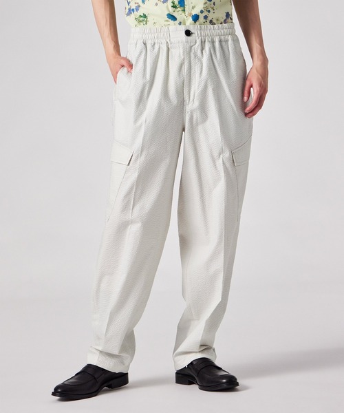 PS Paul Smith ワイドパンツ カーゴパンツ シャイニーシアサッカー