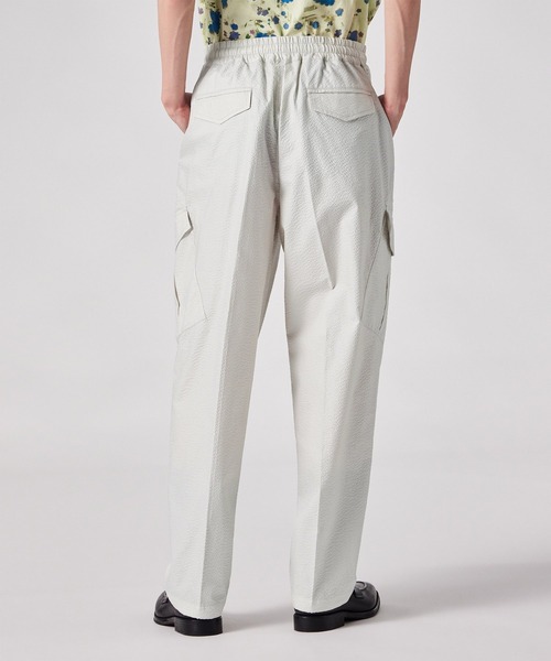 PS Paul Smith ワイドパンツ カーゴパンツ シャイニーシアサッカー