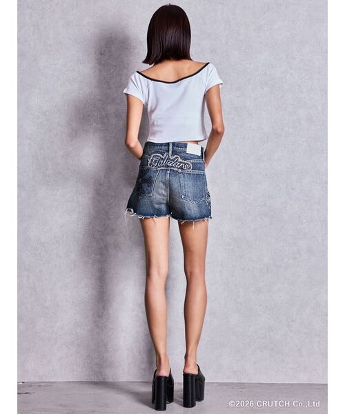 GYDA×GALFYハイウエストGalDA bijou デニムショートパンツ GALFY（ガルフィー） ジーンズ デニム デニムパンツ GYDA×GALFYハイ