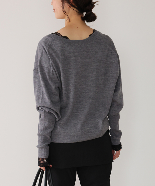SLOBE IENA（スローブイエナ） tシャツ 「WEB限定/追加」Vネックレース