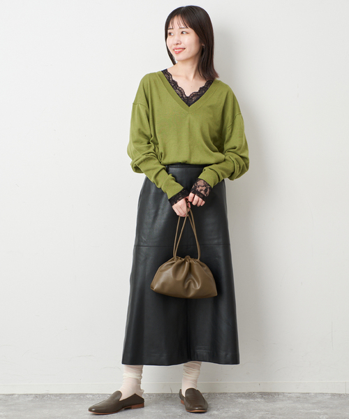 SLOBE IENA スローブイエナ レーストップス SLOBE IENA（スローブイエナ） tシャツ 「WEB限定/追加」Vネックレース