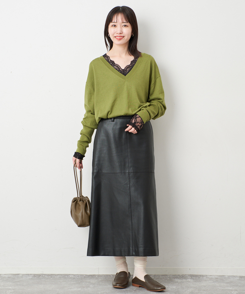 SLOBE IENA（スローブイエナ） tシャツ 「WEB限定/追加」Vネックレース