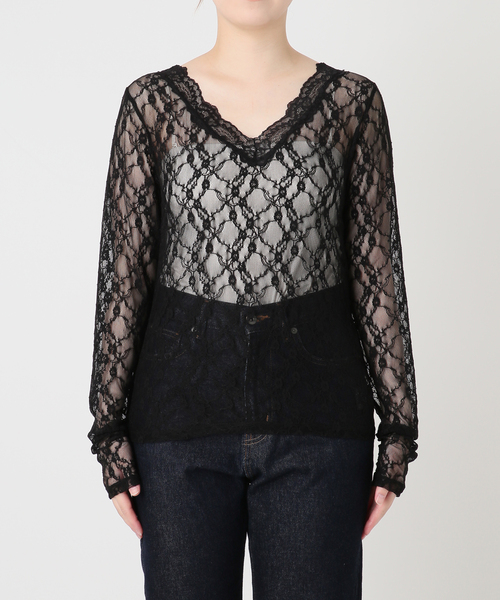 SLOBE IENA（スローブイエナ） tシャツ 「WEB限定/追加」Vネックレース
