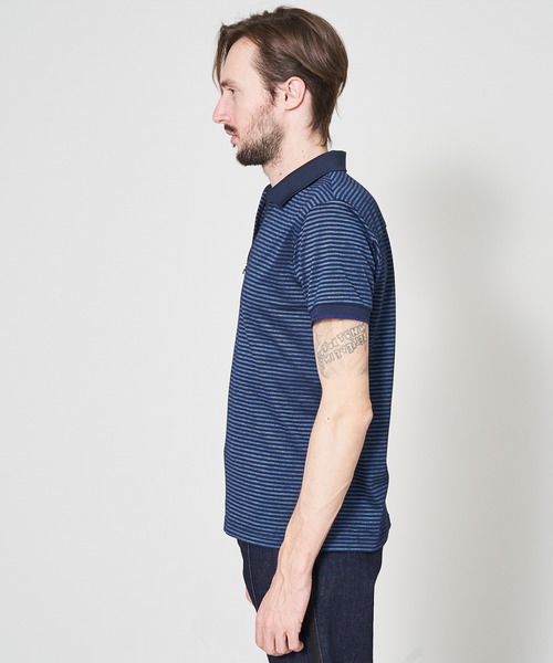 5351 POUR LES HOMMES tシャツ 鹿の子ボーダー ZIPポロシャツ メンズ