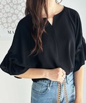 ブラウス シャツ 3WAYゴールドプレート袖ボ...の詳細画像1