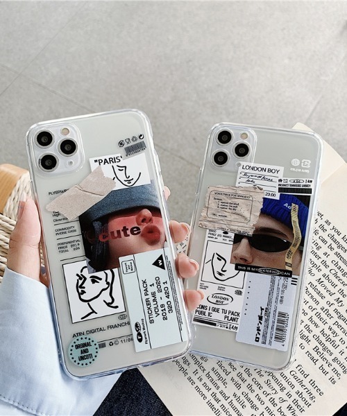 モバイルケース コラージュアートステッカーデザインクリアiphoneケース Zozotown Paypayモール店 通販 Paypayモール