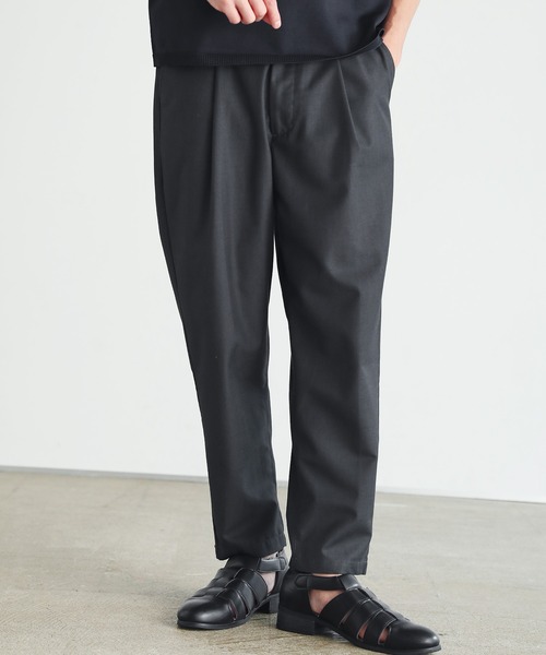 SPU（スプ） スラックス TR ワンタック ワイド テーパード スラックス