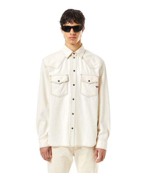 シャツ ブラウス DIESEL SS22 メンズ デニムシャツ ホワイトデニム 