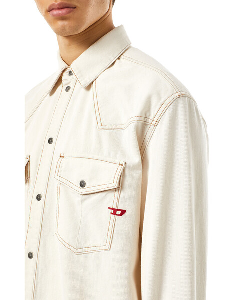 シャツ ブラウス DIESEL SS22 メンズ デニムシャツ ホワイトデニム 