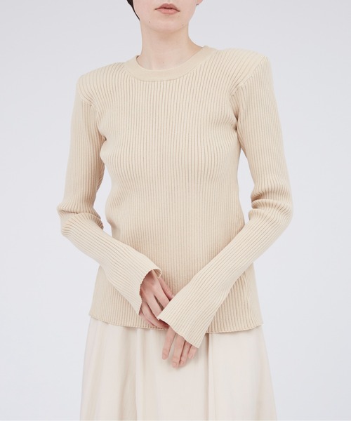 ニット CLANE W FACE POWER SHOULDER KNIT TOPS
