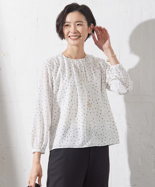 tシャツ ドット フラワープリント カットソー レディース
