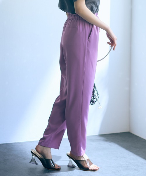 slattgir パンツ 高身長 センタープレステーパードパンツ 丈長め