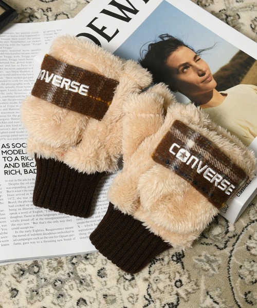CONVERSE（コンバース） 手袋 CONVERSE boa gloves with plaid fleece