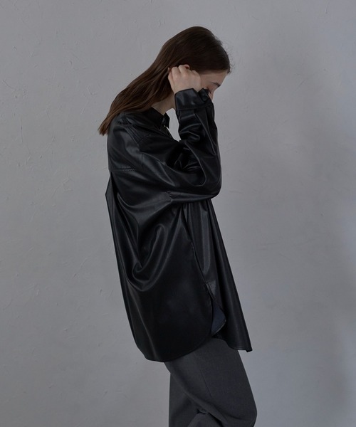 MINERTE ブラウス シャツ 「MINERTE」fake leather shirt / フェイク