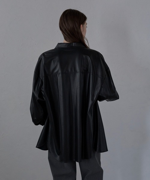 MINERTE ブラウス シャツ 「MINERTE」fake leather shirt / フェイク