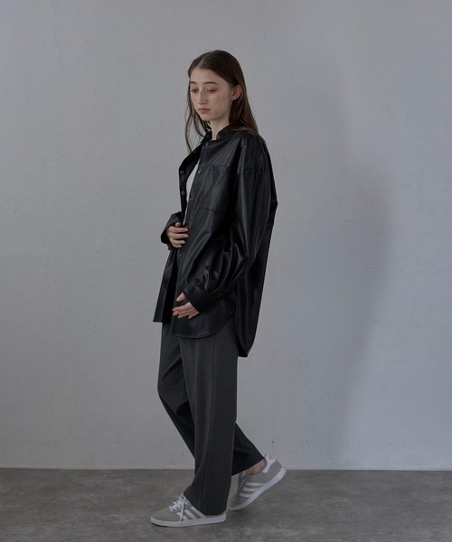 MINERTE ブラウス シャツ 「MINERTE」fake leather shirt