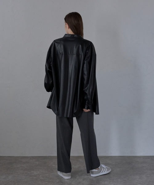 MINERTE ブラウス シャツ 「MINERTE」fake leather shirt