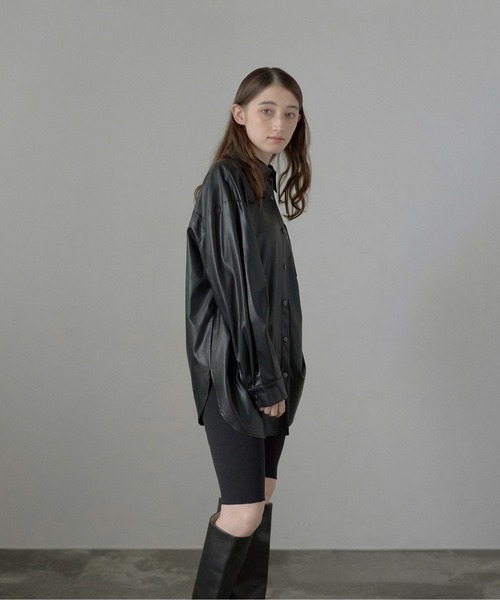 MINERTE ブラウス シャツ 「MINERTE」fake leather shirt